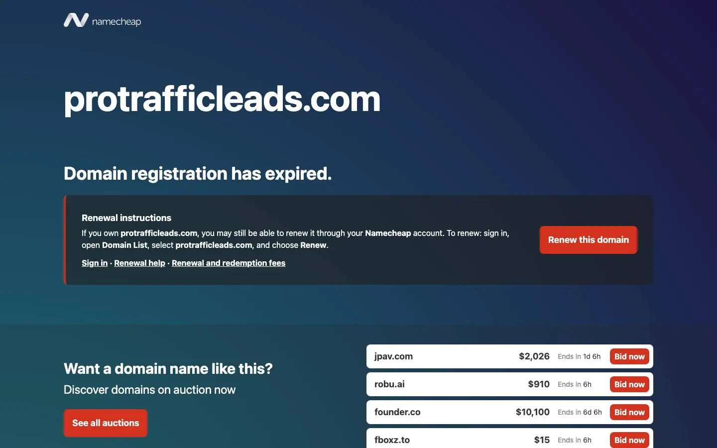 Screenshot of Protrafficleads (protrafficleads.com)