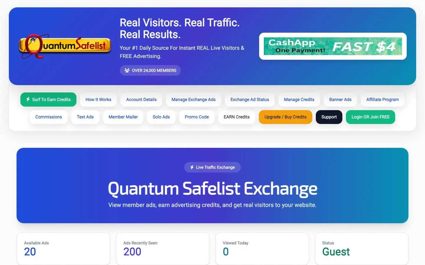 Screenshot of Quantum Safelist Exchange (quantumsafelist.com)