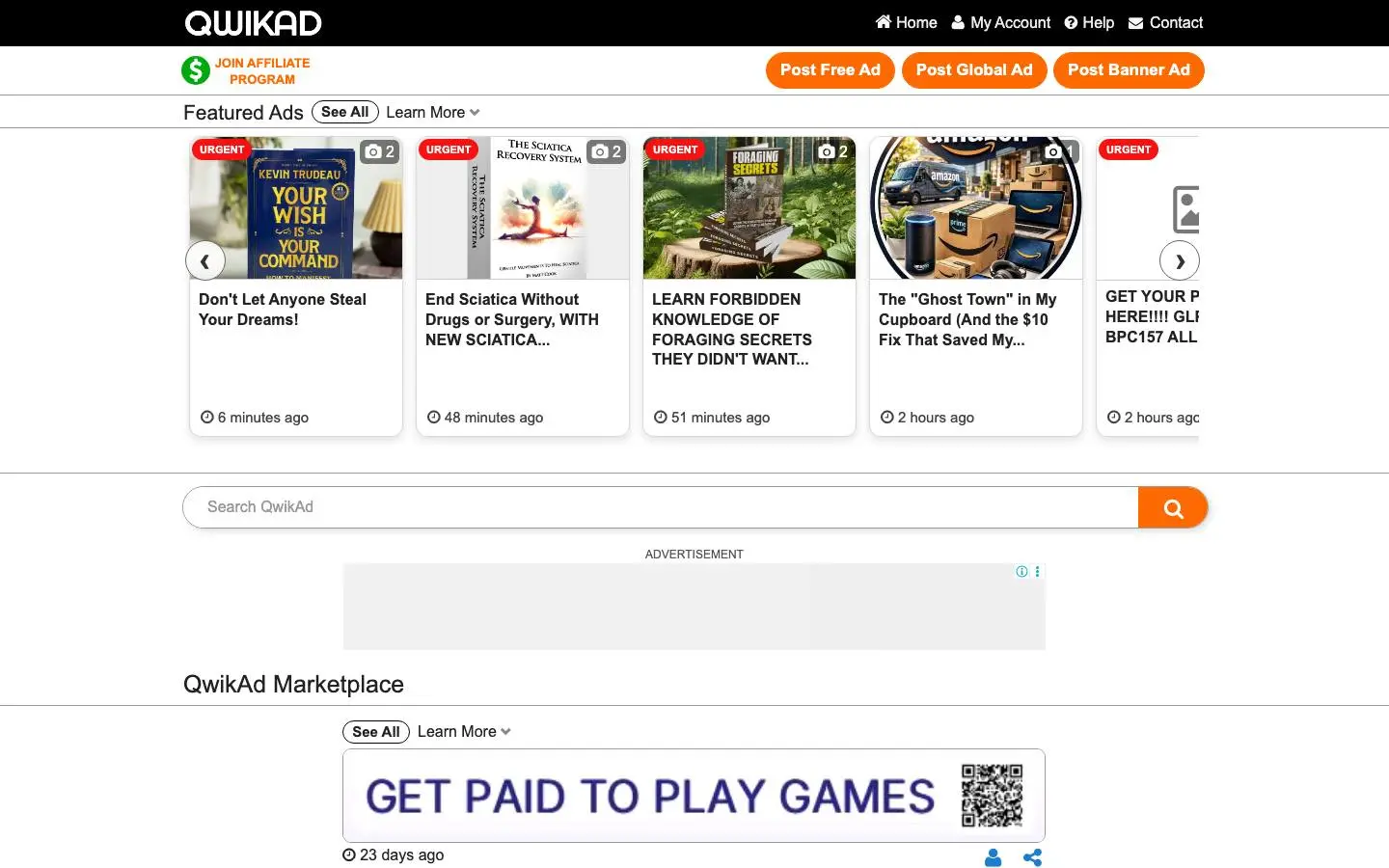 Screenshot of QwikAd Marketplace (qwikad.com)