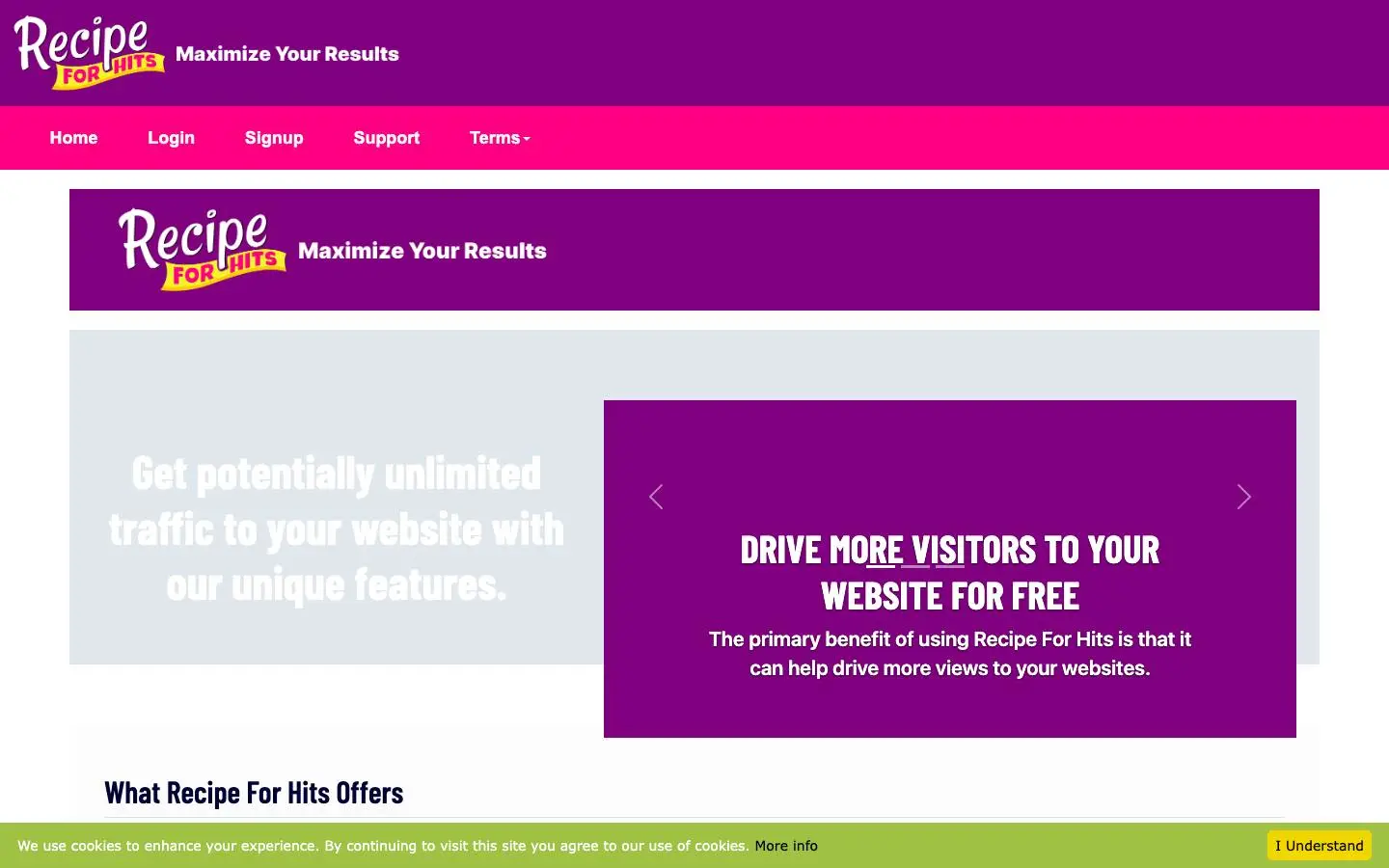 Screenshot of Recipe For Hits (recipeforhits.com)