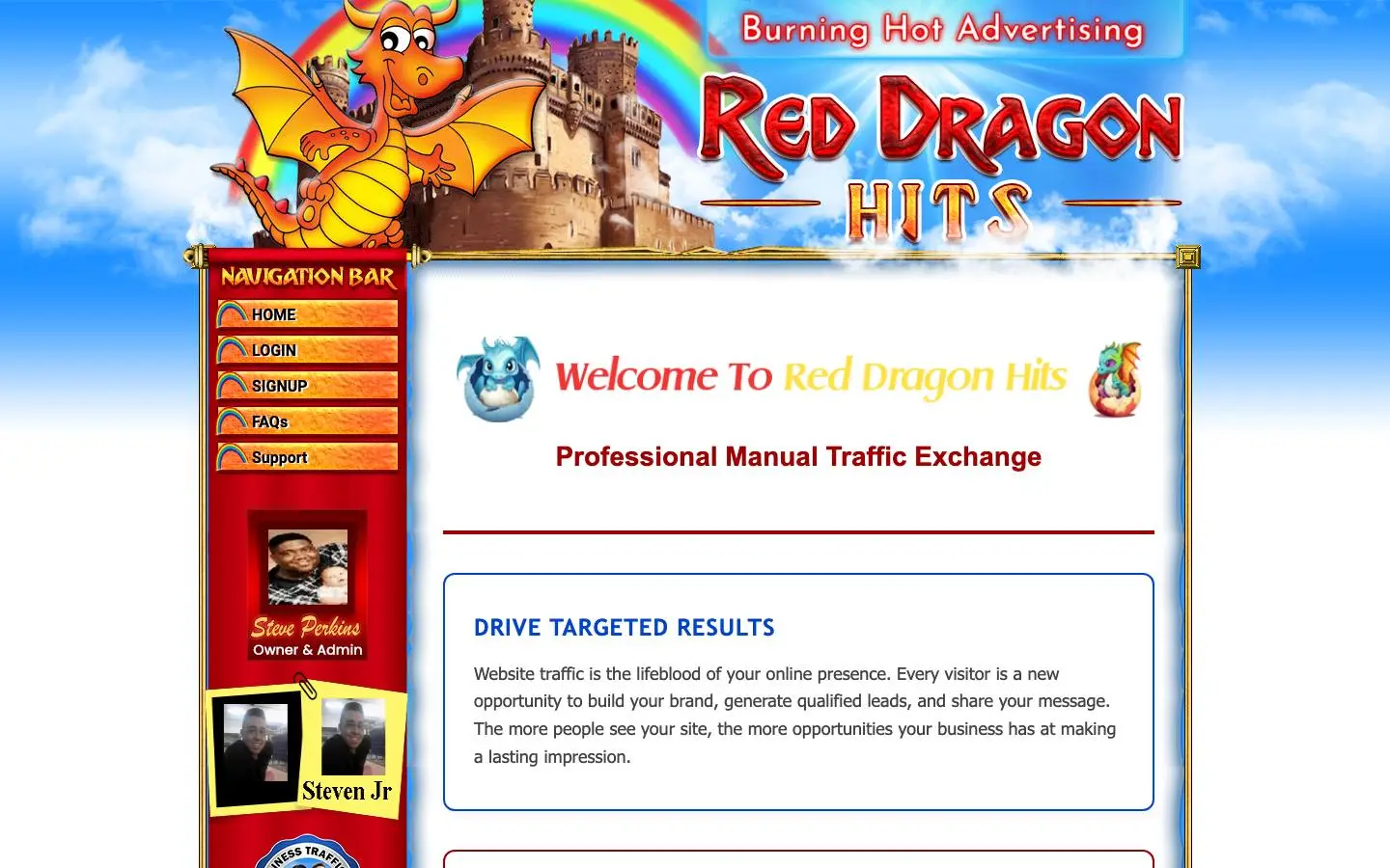 Screenshot of Reddragonhits.com Manual Traffic Exchange (reddragonhits.com)