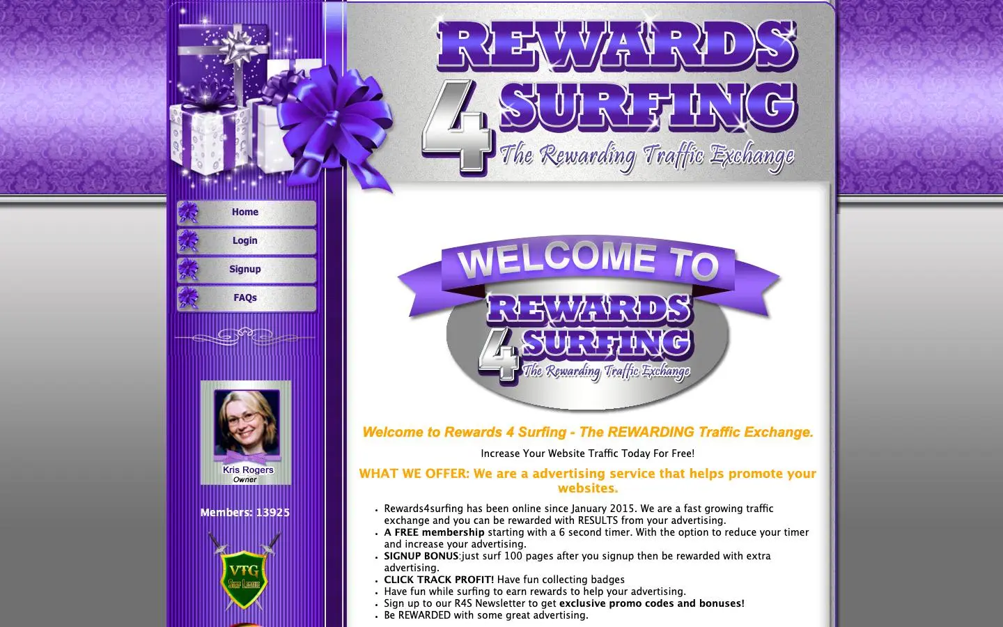 Screenshot of Rewards4Surfing (rewards4surfing.com)