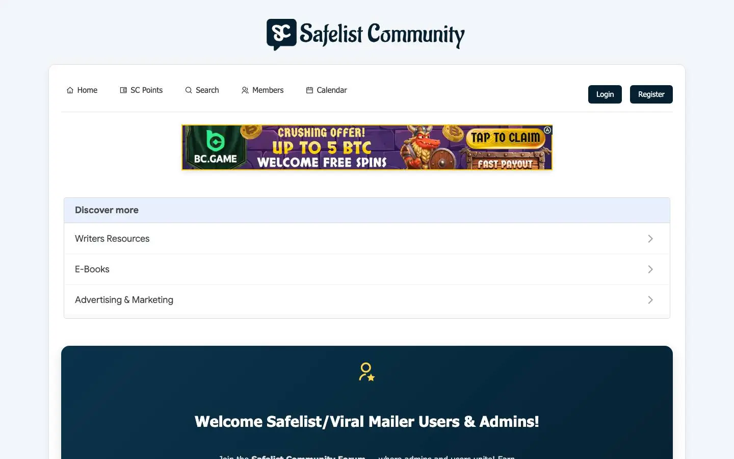 Screenshot of Safelist Community (safelistcommunity.com)