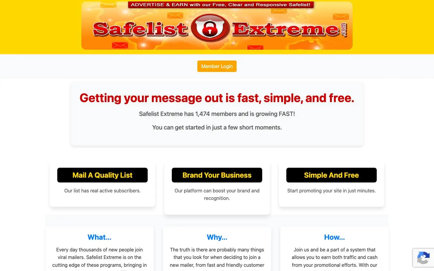 Screenshot of Safelistextreme (safelistextreme.com)