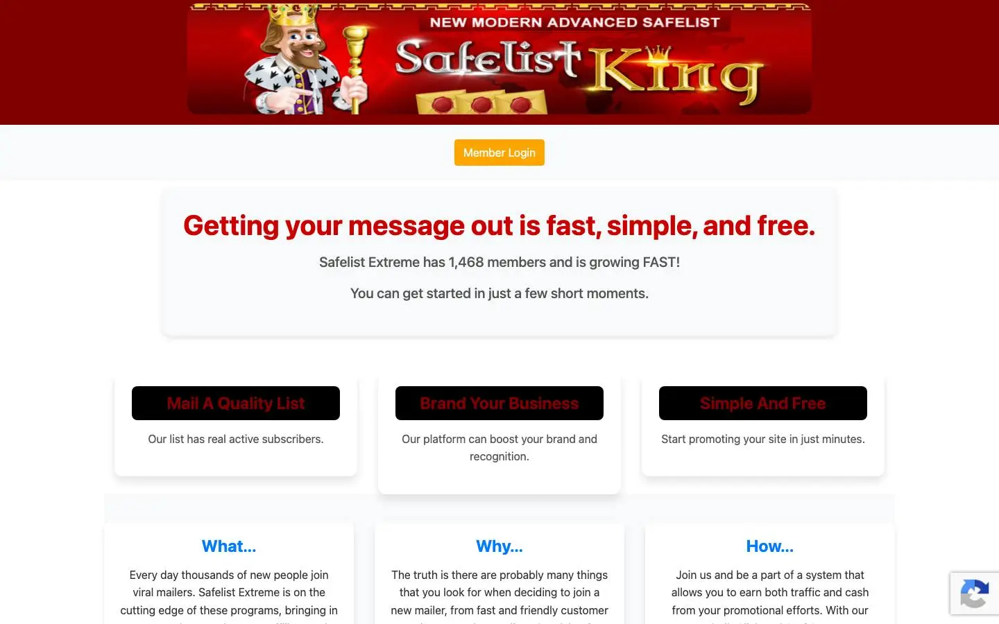Screenshot of Safelistking (safelistking.com)