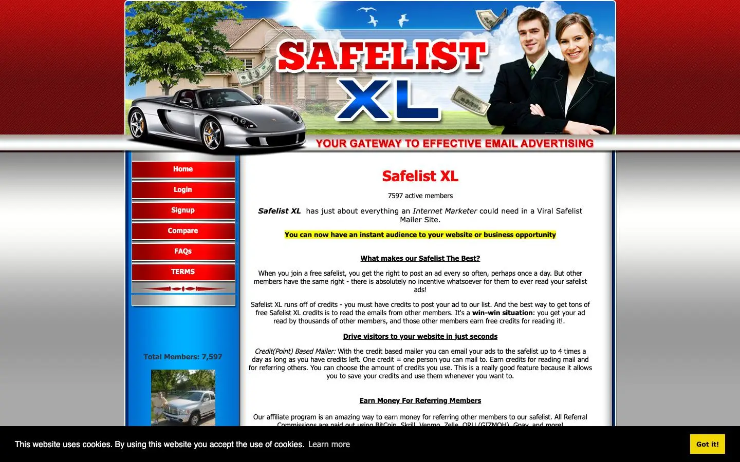 Screenshot of Safelist XL (safelistxl.com)