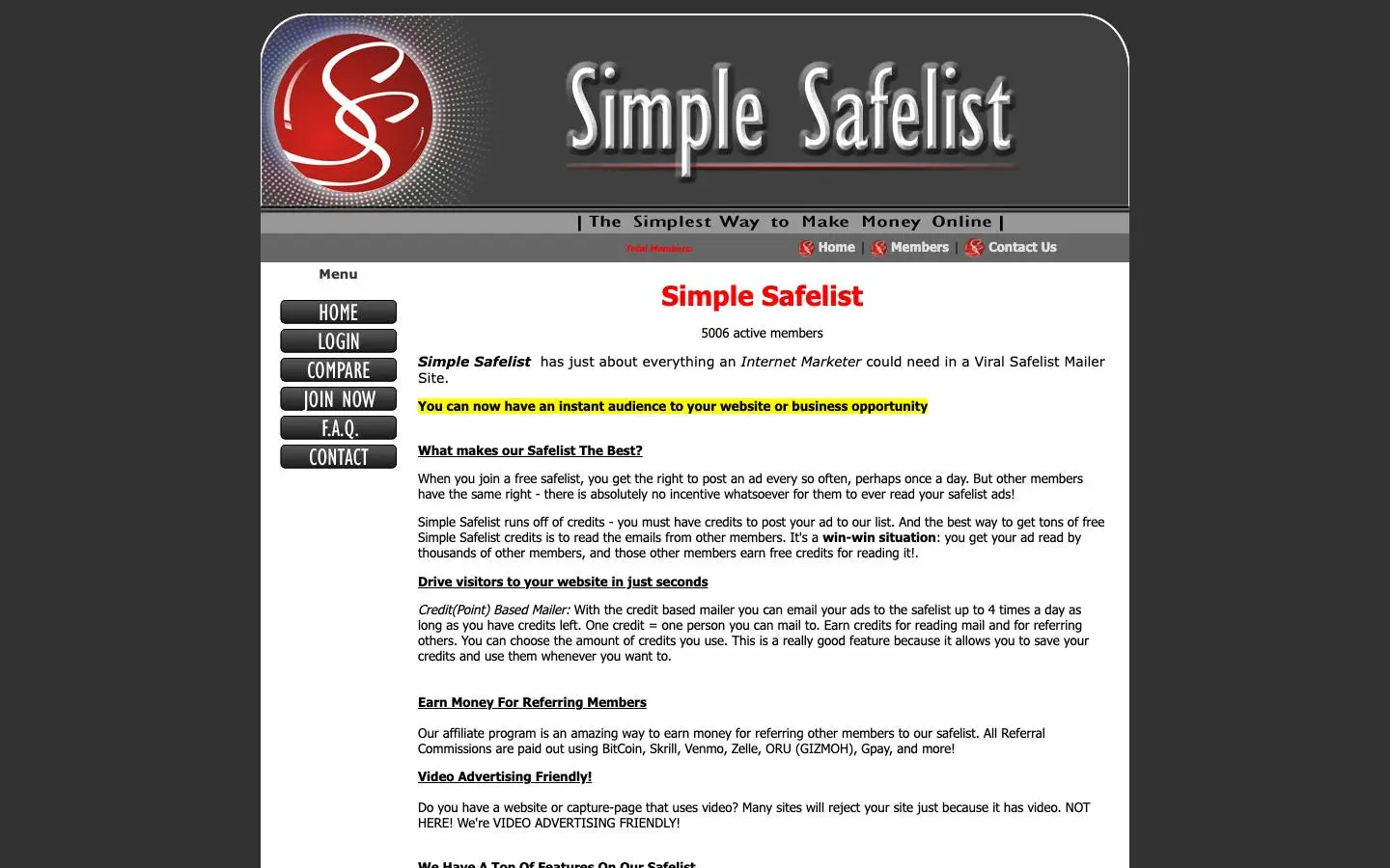 Screenshot of Simple Safelist (simplesafelist.com)