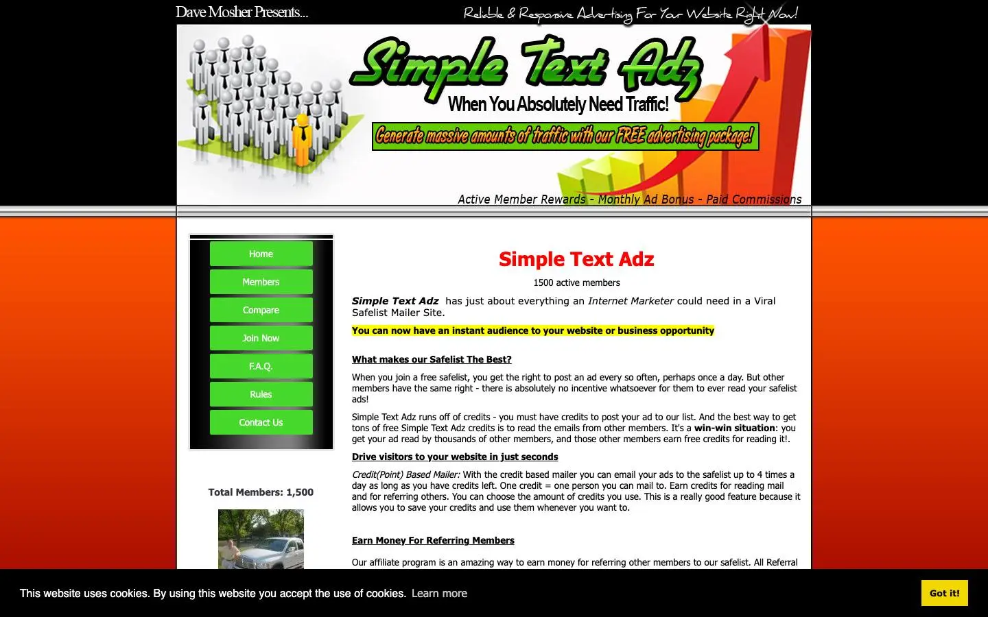 Screenshot of Simple Text Adz (simpletextadz.com)