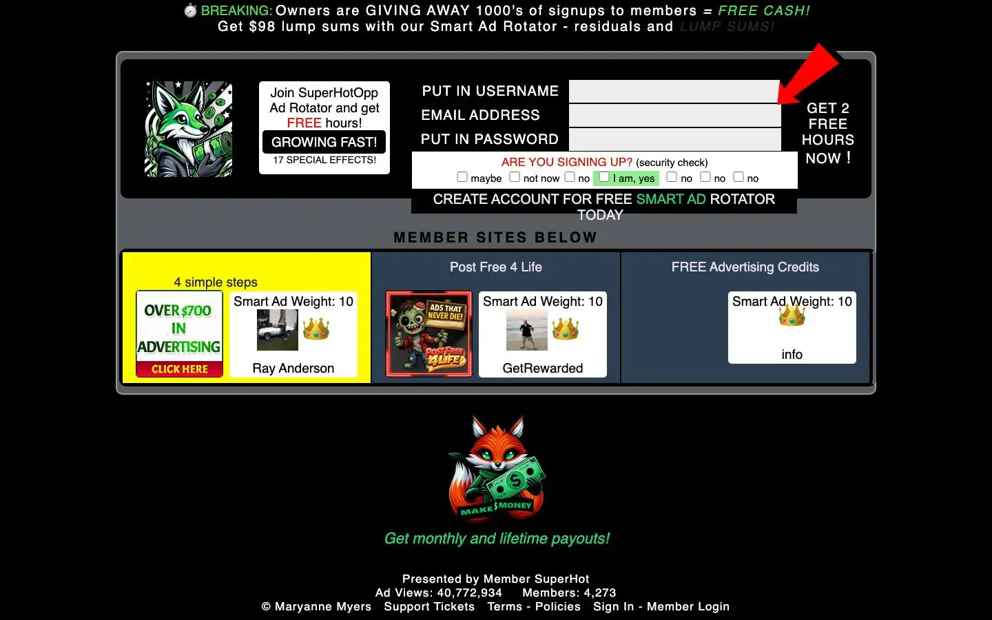 Screenshot of Smart Ad Display (superhotopp.com)