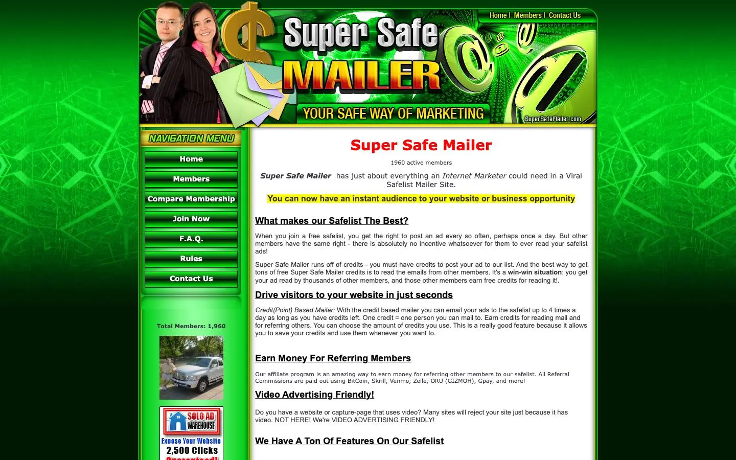 Screenshot of Super Safe Mailer (supersafemailer.com)