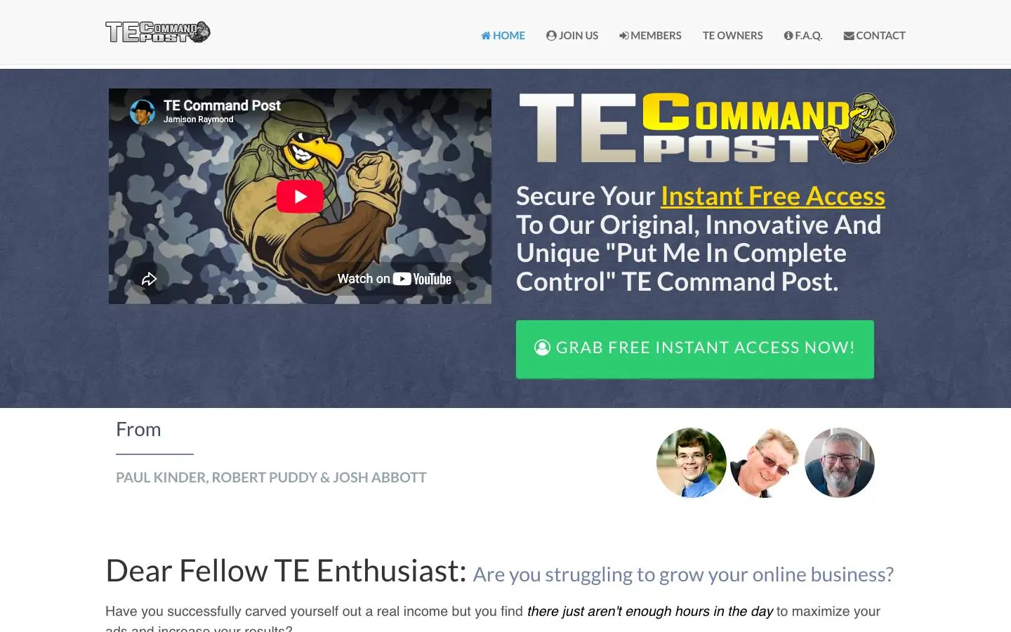 Screenshot of TE Command Post (tecommandpost.com)