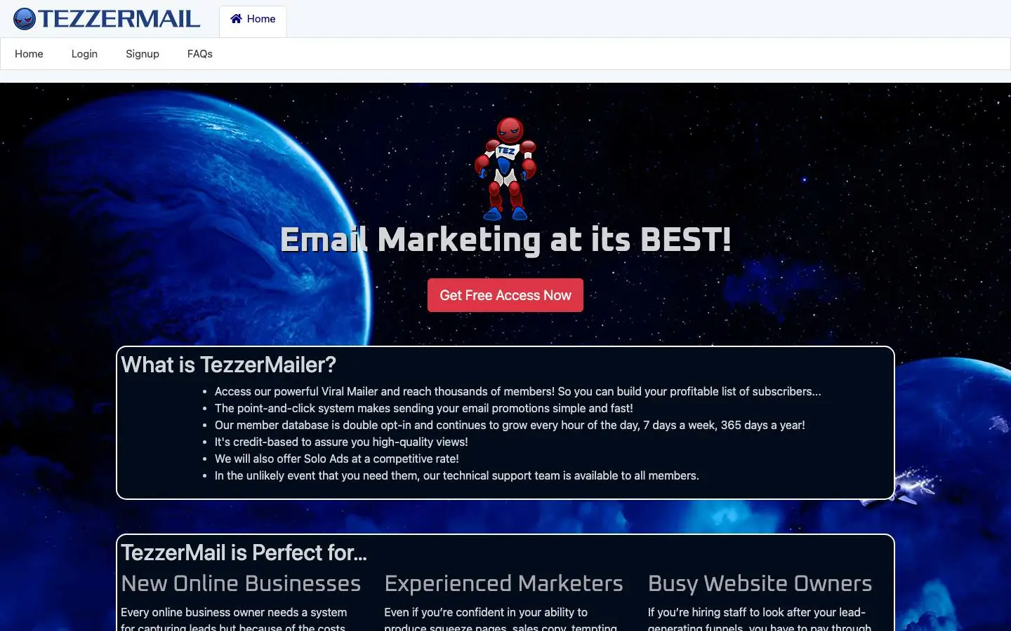 Screenshot of TezzerMail (tezzermail.com)