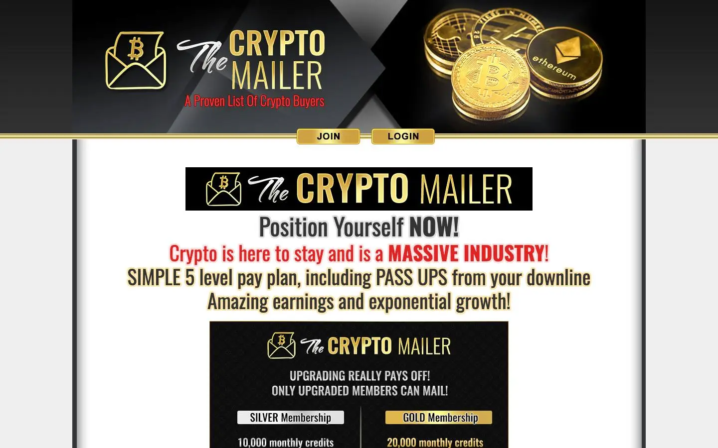 Screenshot of The Crypto Mailer (thecryptomailer.com)