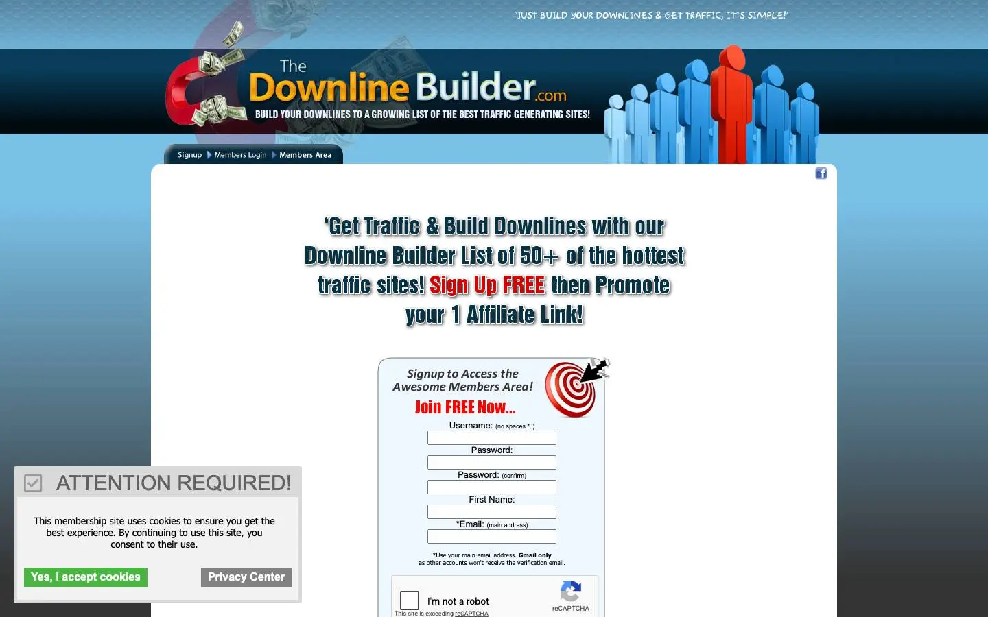 Screenshot of TheDownlineBuilder (thedownlinebuilder.com)