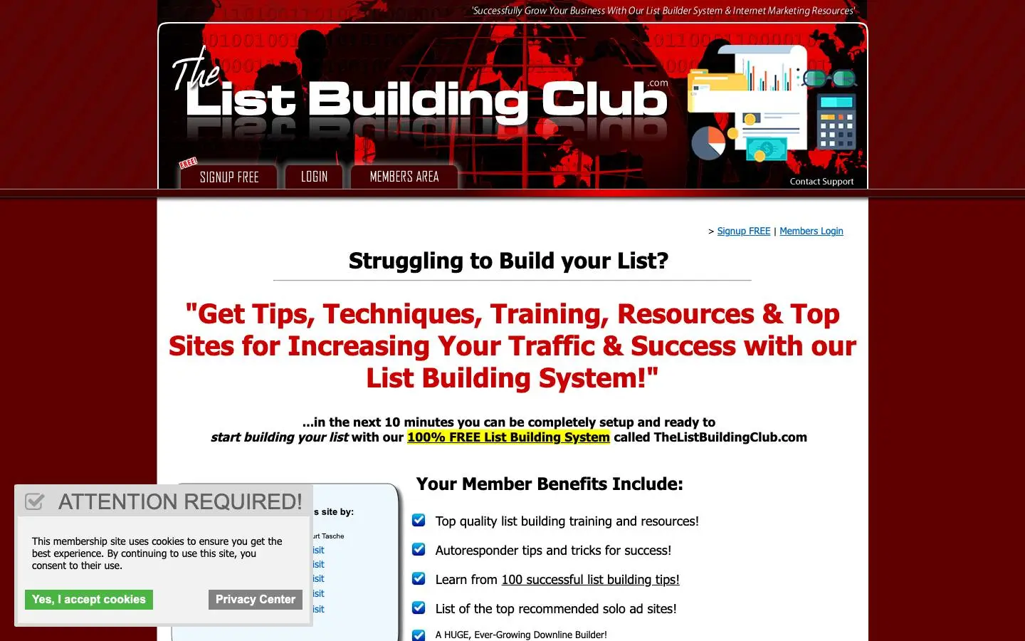Screenshot of TheListBuildingClub (thelistbuildingclub.com)
