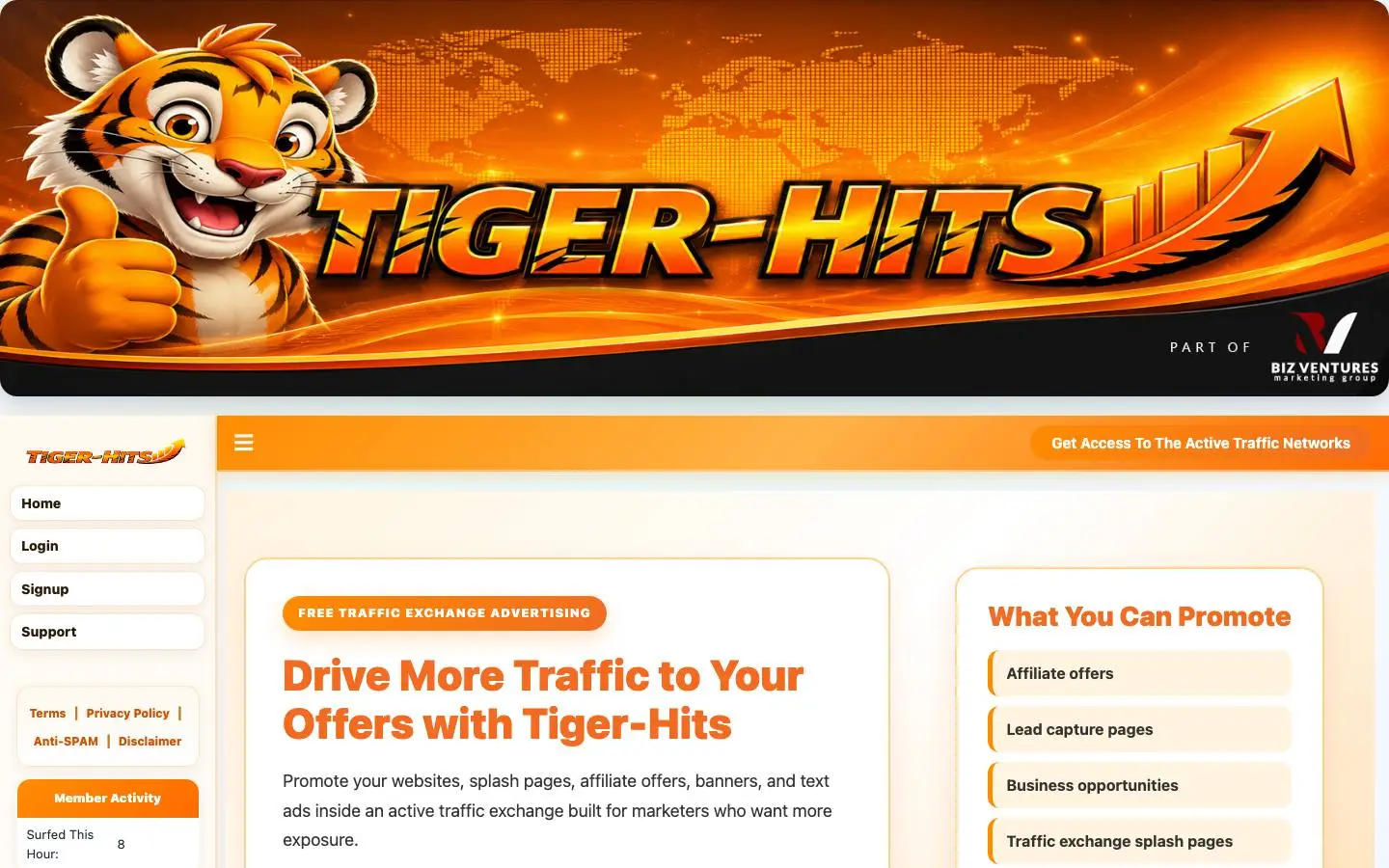 Screenshot of Tiger-Hits (tiger-hits.com)
