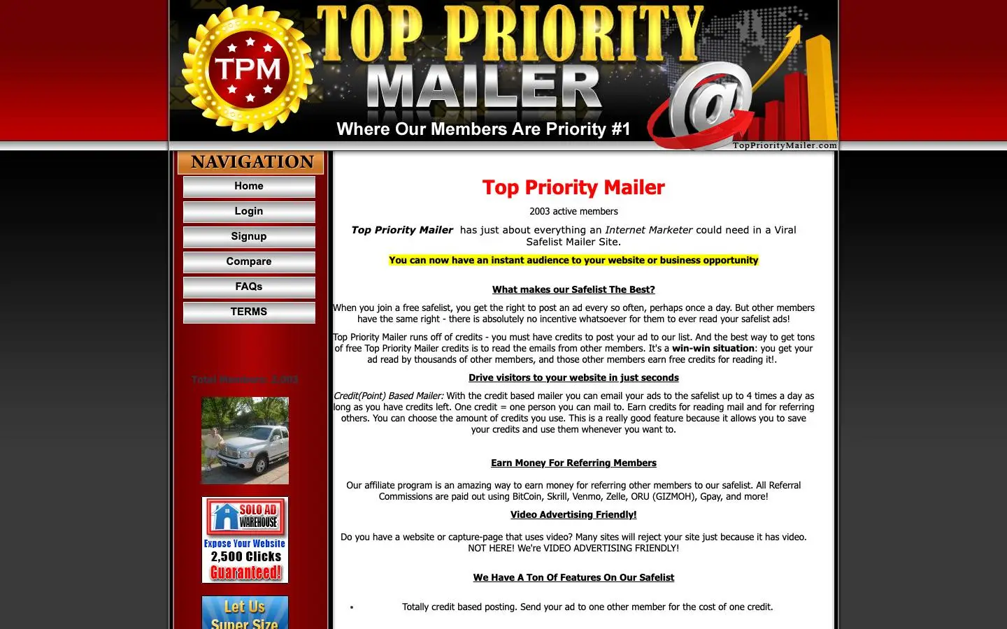 Screenshot of Top Priority Mailer (topprioritymailer.com)