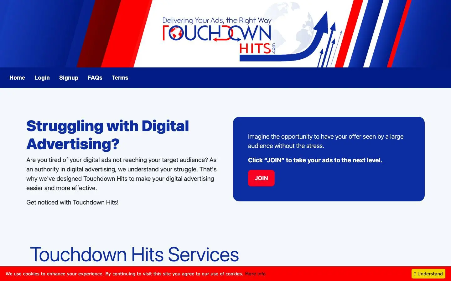 Screenshot of Touchdown Hits (touchdownhits.com)