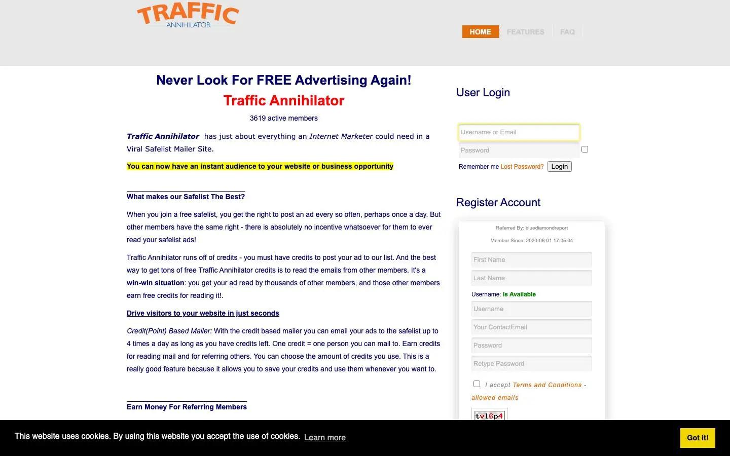 Screenshot of Traffic Annihilator (traffic-annihilator.com)