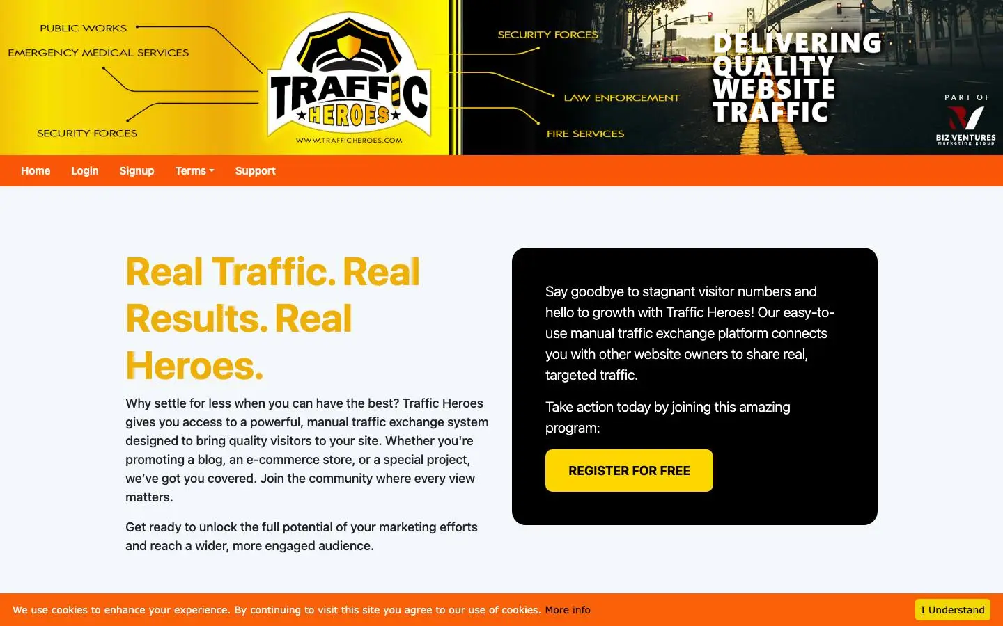 Screenshot of Traffic Heroes (trafficheroes.com)