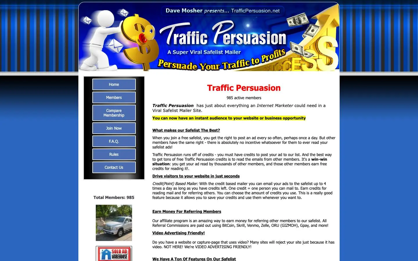Screenshot of Traffic Persuation (trafficpersuasion.net)