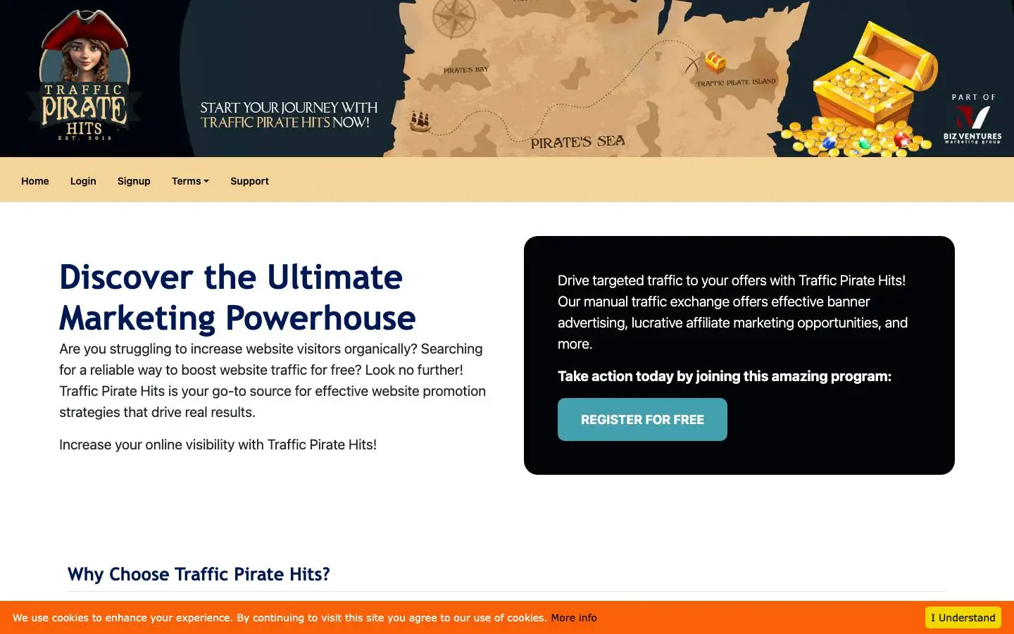 Screenshot of Traffic Pirate Hits (trafficpiratehits.com)
