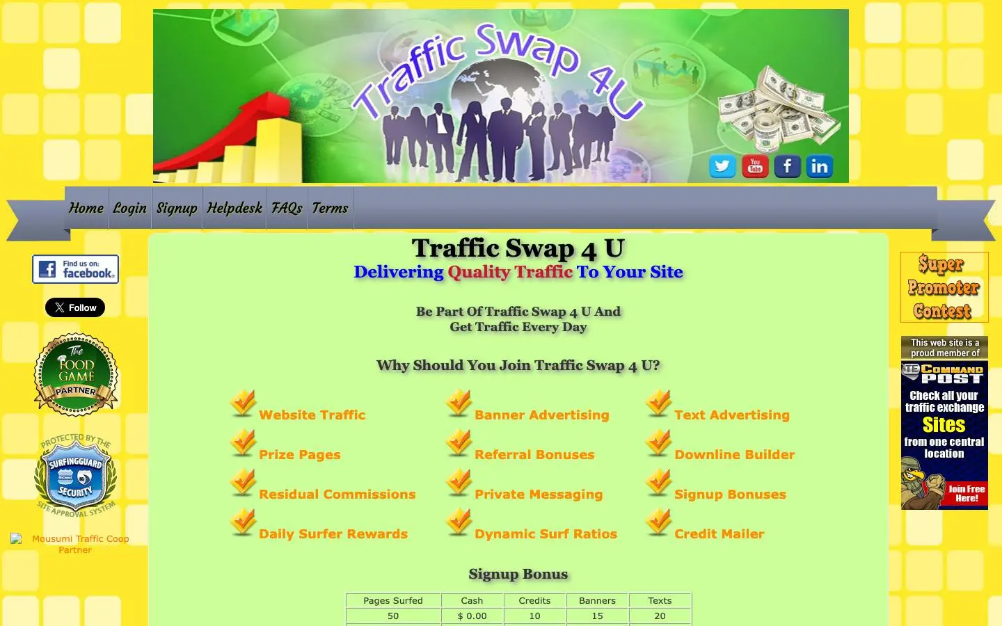 Screenshot of Traffic Swap 4 U (trafficswap4u.com)