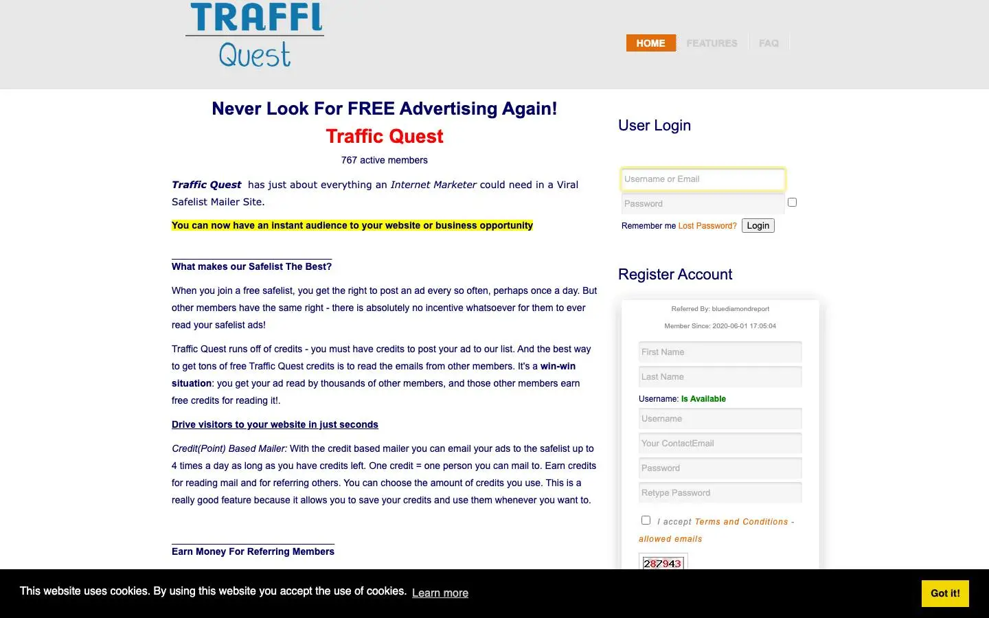Screenshot of Traffic Quest (traffiquest.com)