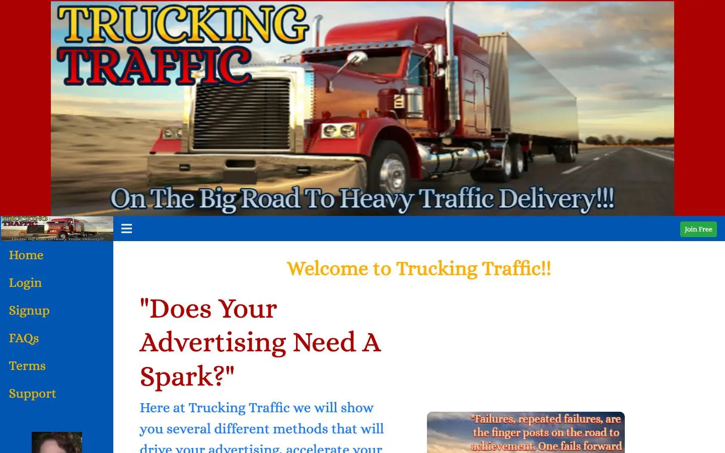 Screenshot of Trucking Traffic (truckingtraffic.com)