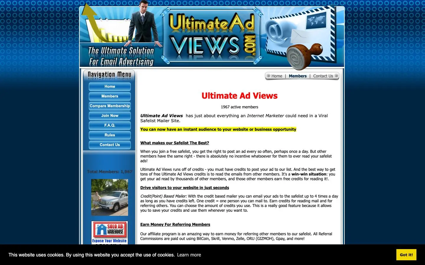 Screenshot of Ultimate Ad Views (ultimateadviews.com)