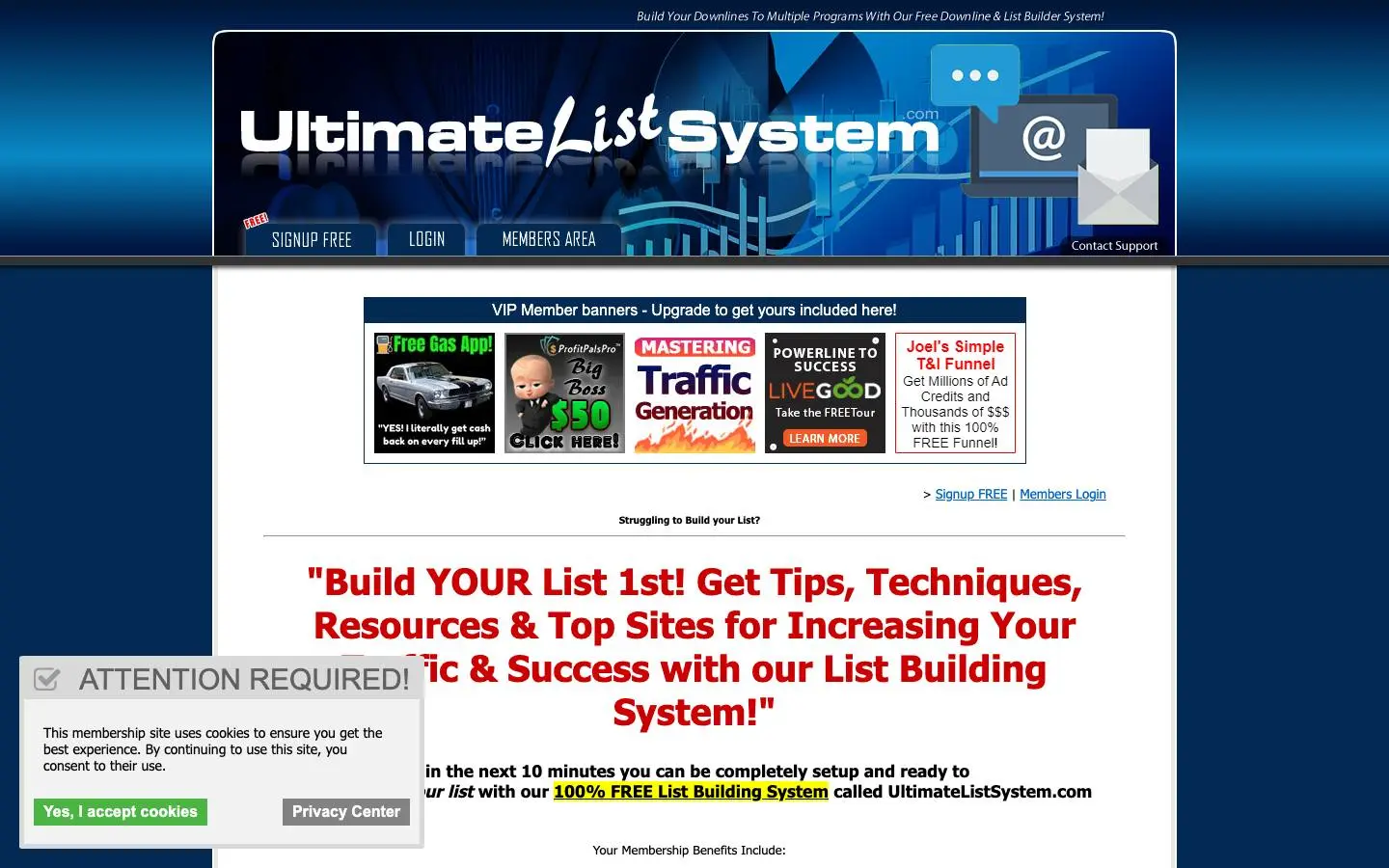 Screenshot of UltimateListSystem (ultimatelistsystem.com)
