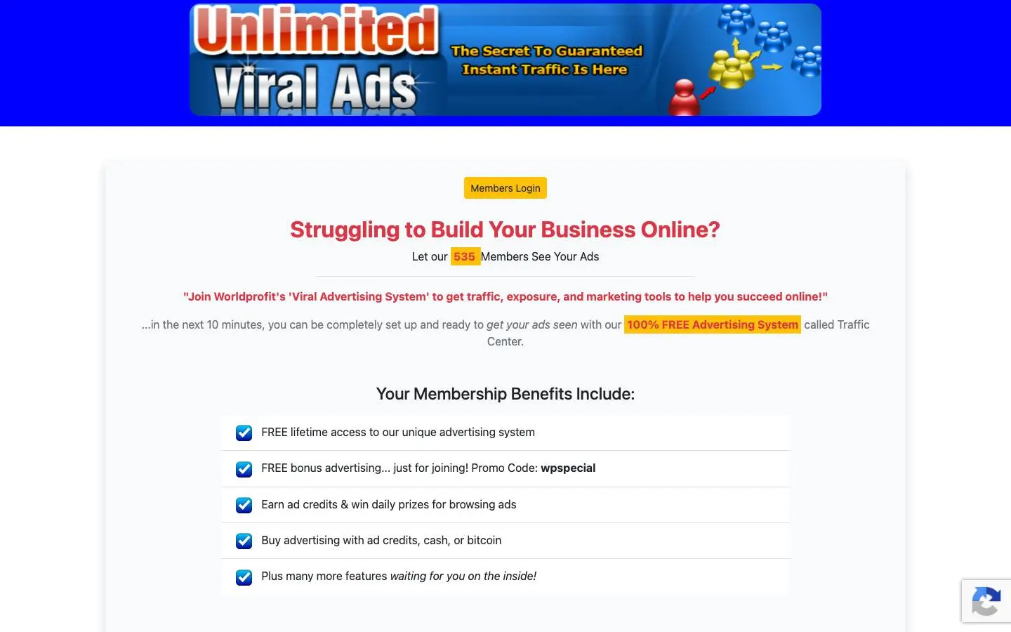 Screenshot of Unlimitedviralads (unlimitedviralads.com)