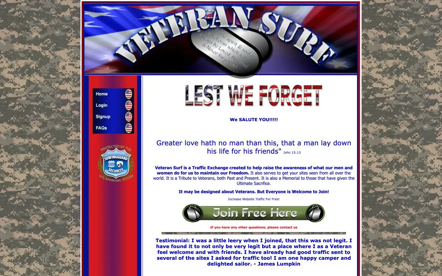 Screenshot of VeteranSurf (veteransurf.com)
