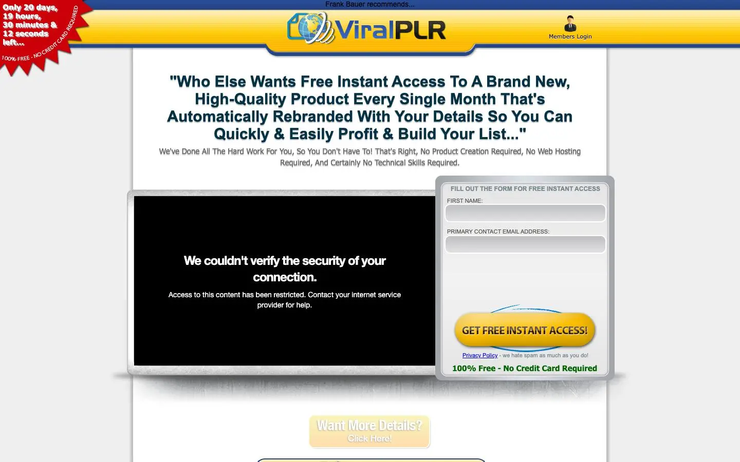 Screenshot of Viral Plr (viral-plr.com)