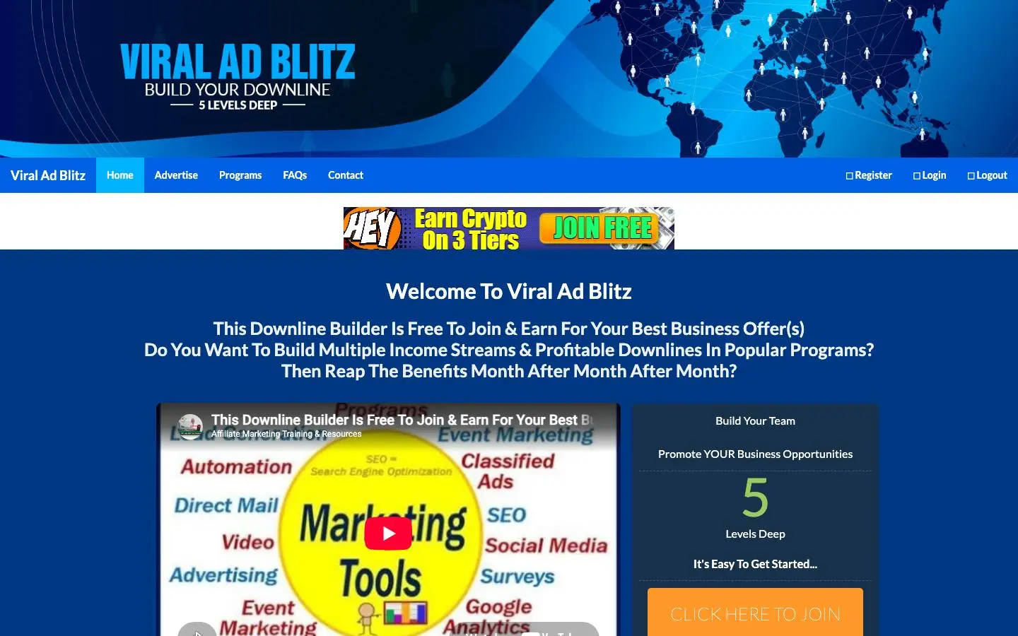 Screenshot of Viral Ad Blitz (viraladblitz.com)