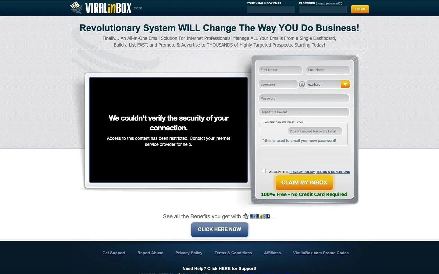 Screenshot of Viralinbox (viralinbox.com)