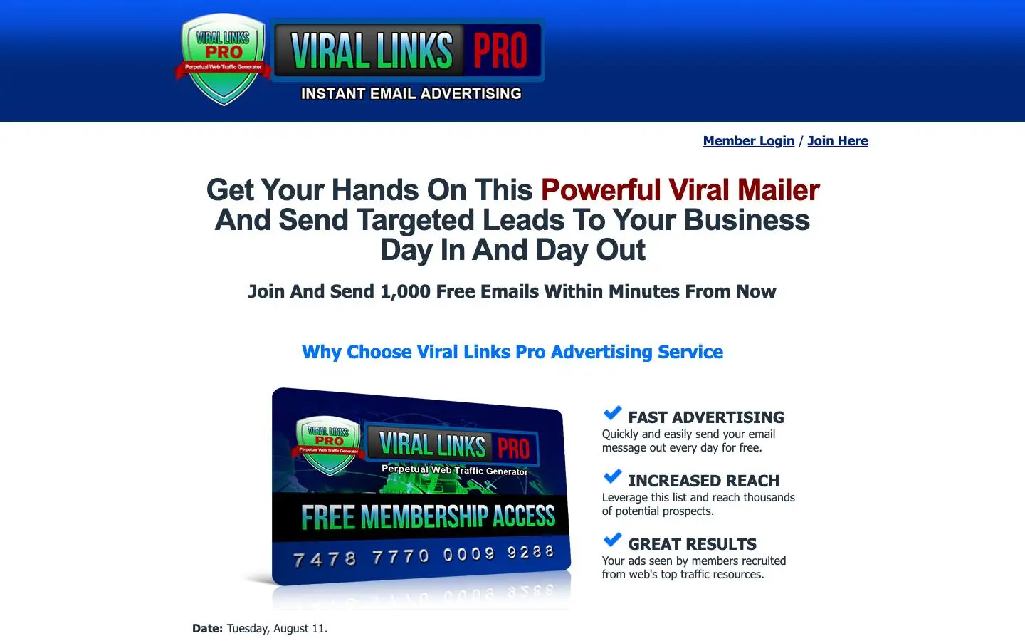 Screenshot of Viral Links Pro (virallinkspro.com)