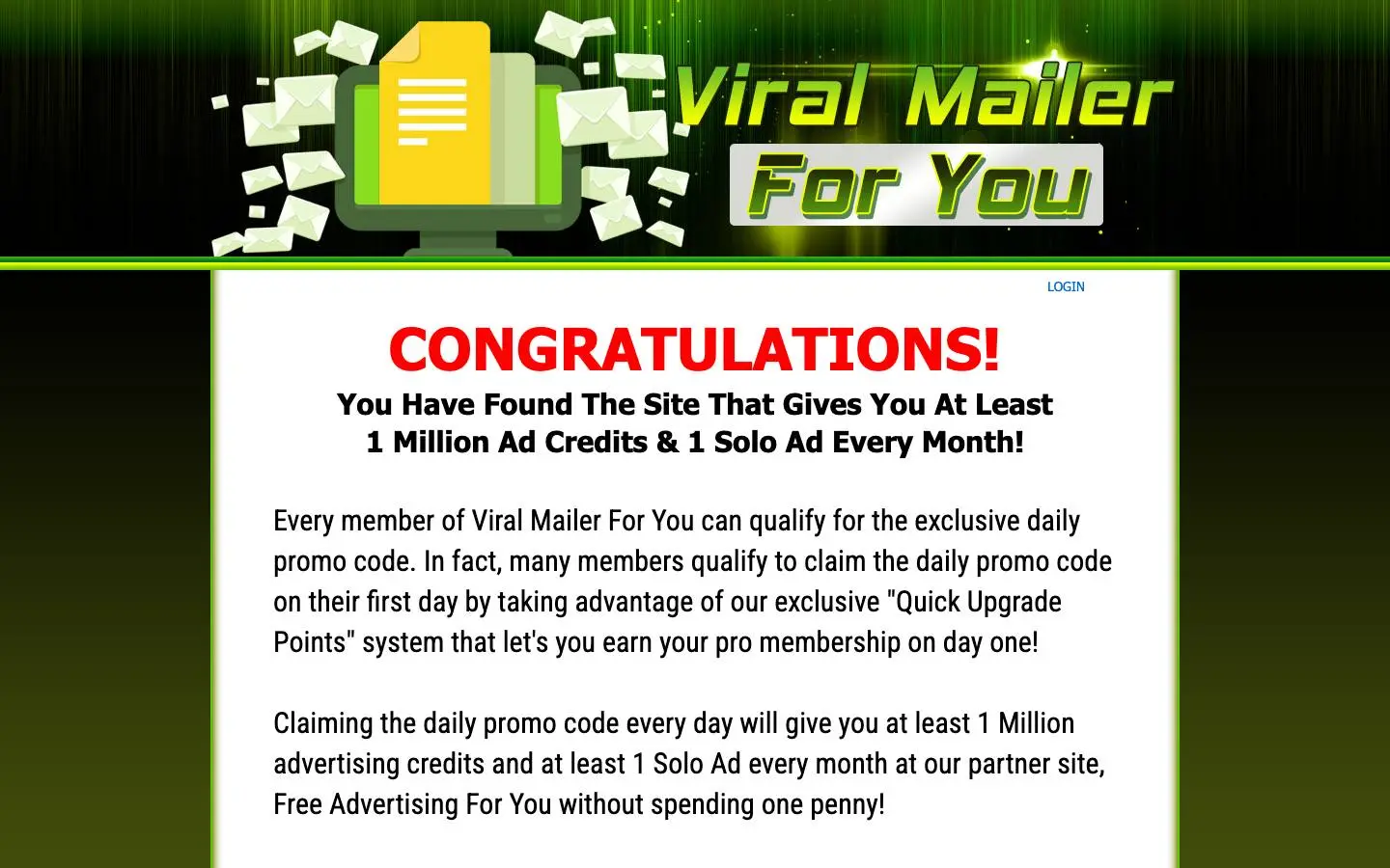 Screenshot of Viral Mailer For You (viralmailerforyou.com)