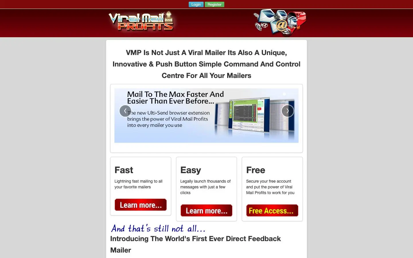 Screenshot of Viral Mail Profits (viralmailprofits.com)