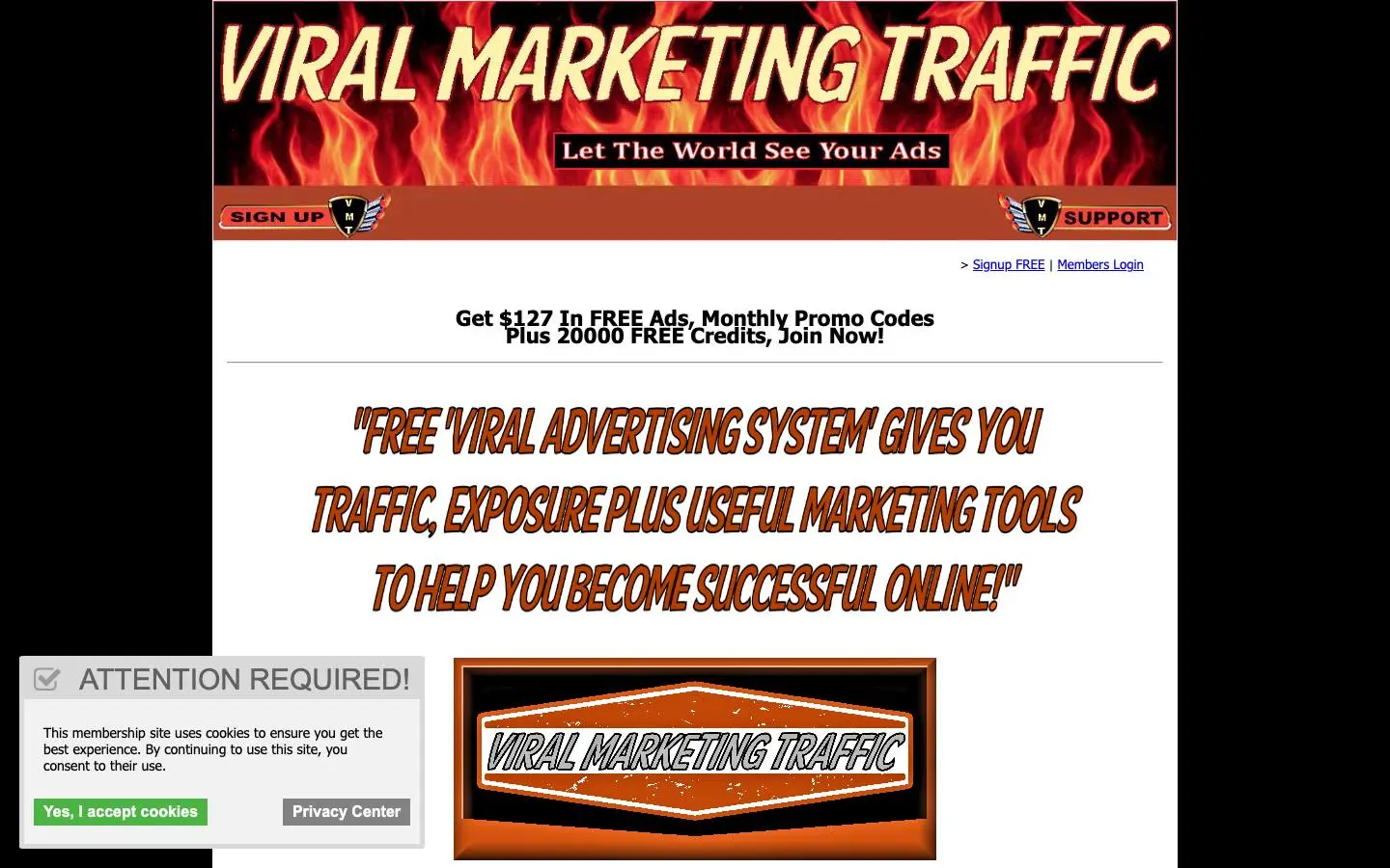 Screenshot of ViralMarketingTraffic (viralmarketingtraffic.com)