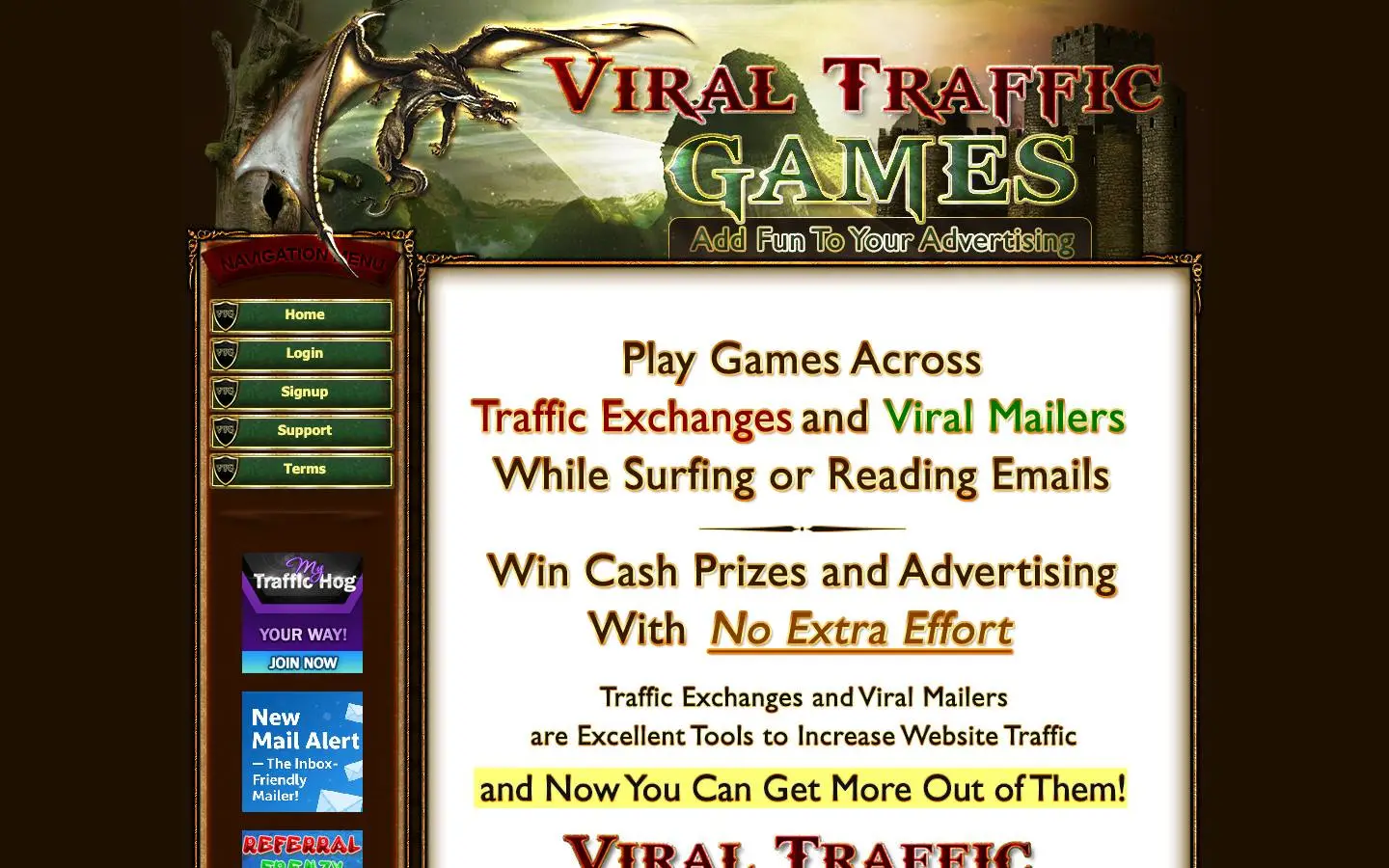 Screenshot of Viral Traffic Games (viraltrafficgames.com)