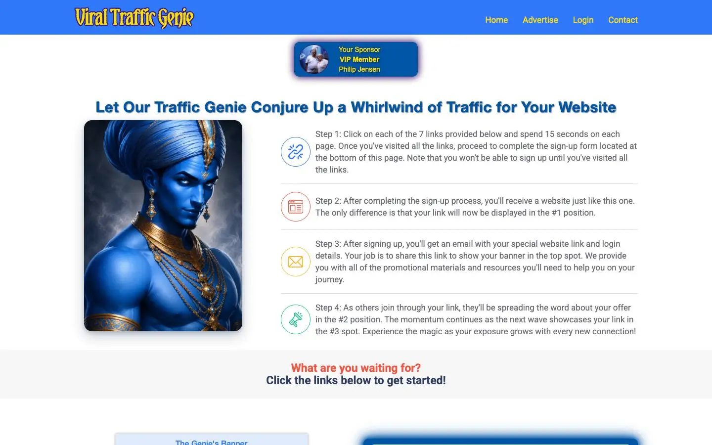 Screenshot of Viral Traffic Genie (viraltrafficgenie.com)