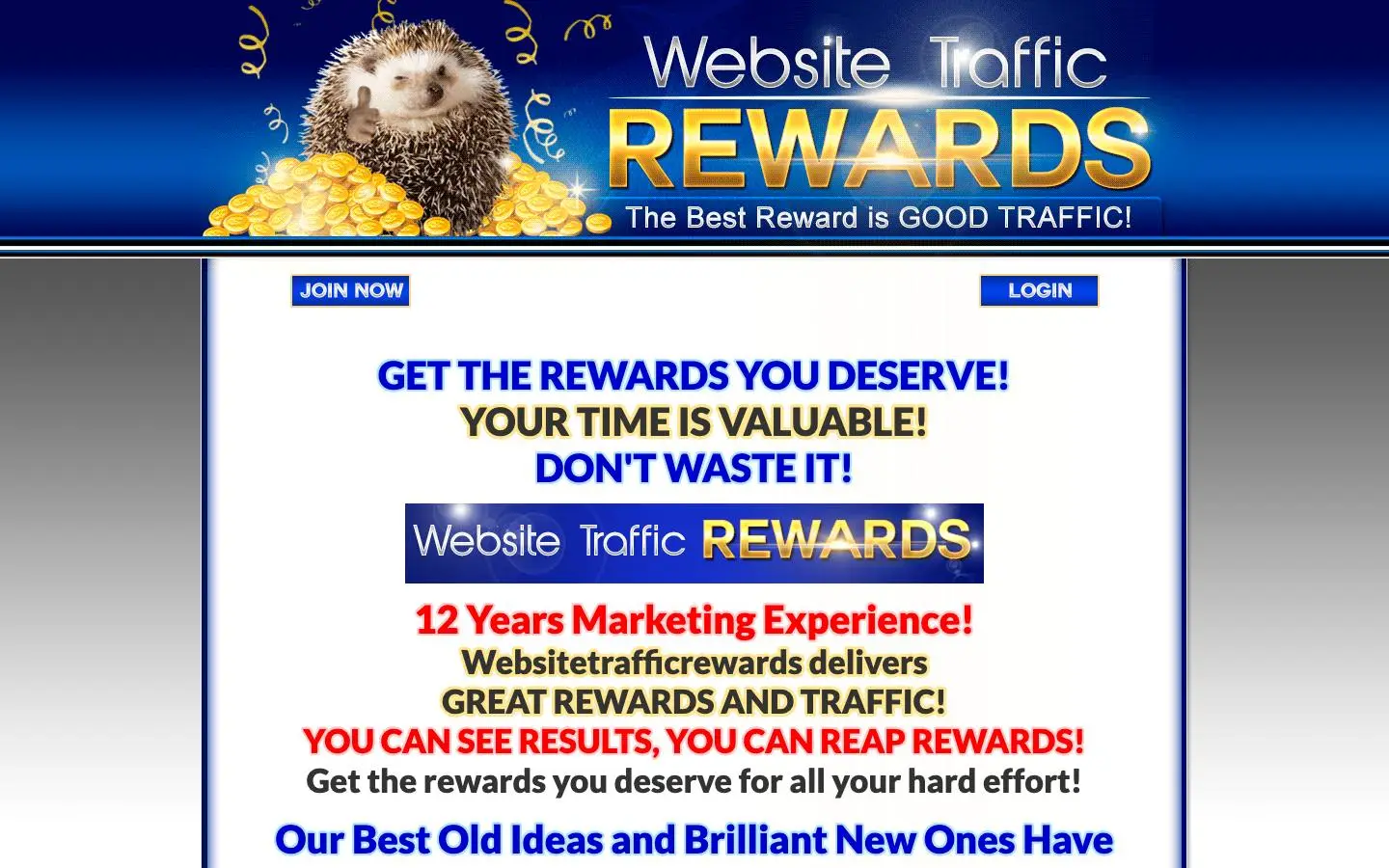 Screenshot of Website Traffic REWARDS (websitetrafficrewards.com)