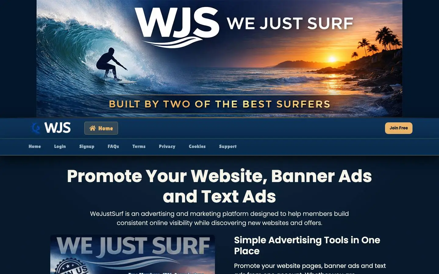 Screenshot of WeJustSurf (wejustsurf.com)