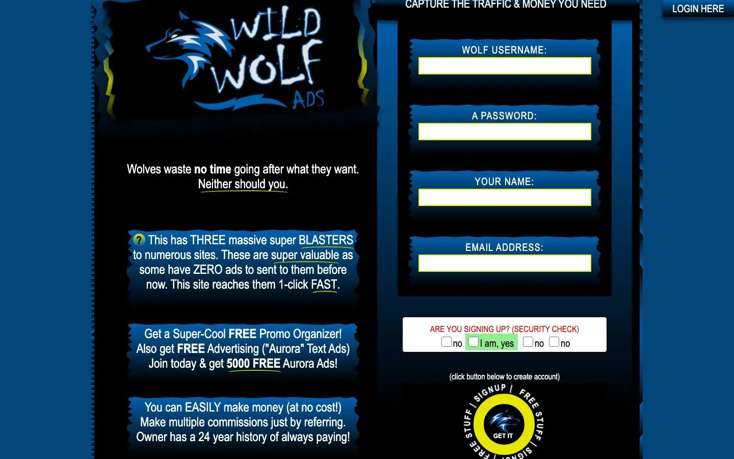 Screenshot of Wild Wolf Ads (wildwolfads.com)