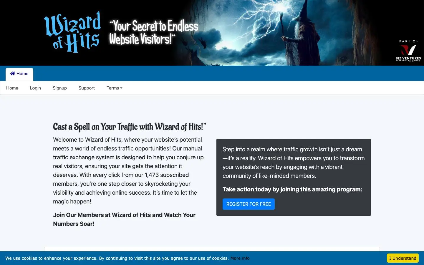 Screenshot of Wizard Of Hits (wizardofhits.com)