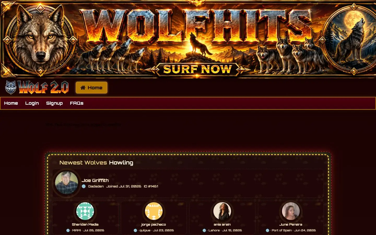 Screenshot of Wolf Hits (wolf-hits.com)