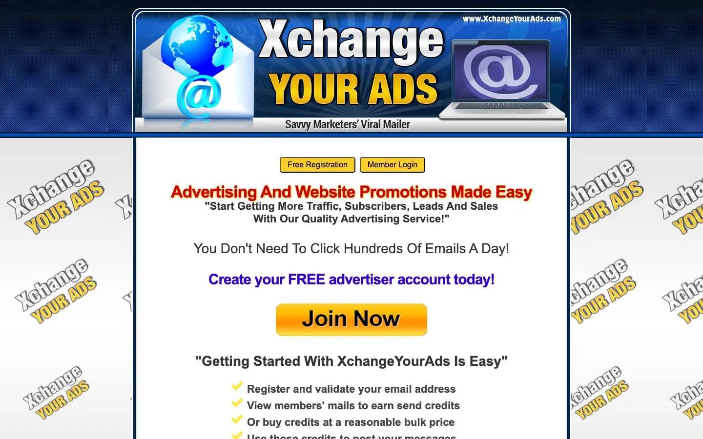 Screenshot of XchangeYourAds (xchangeyourads.com)