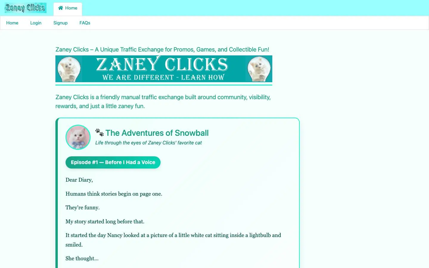 Screenshot of Zaney Clicks (zaneyclicks.com)